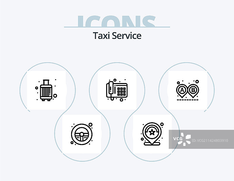 出租车服务线性图标包5图标设计案例图片素材
