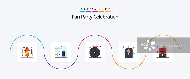 包含香烟派对的派对扁平风格图标套装图片素材