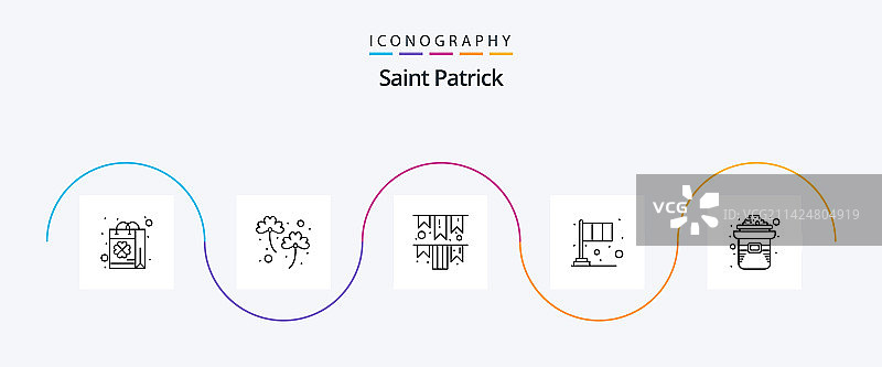 圣帕特里克节线条图标套装图片素材