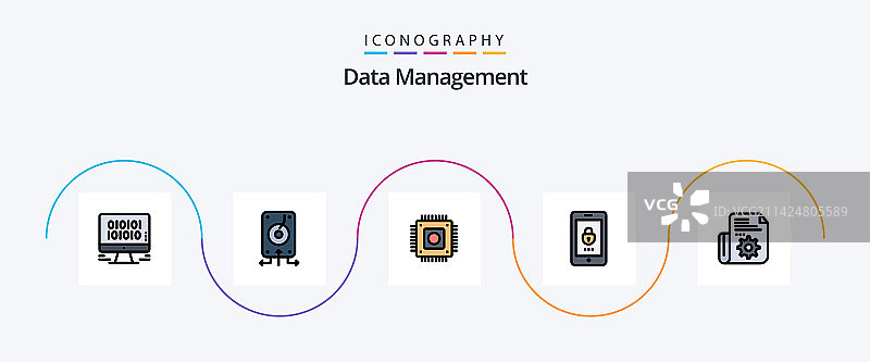 数据管理线性填充扁平5图标包图片素材