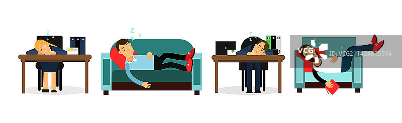 人们在家中以不同的姿势睡觉图片素材