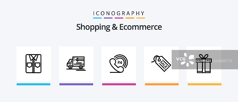 购物和电子商务线性图标包图片素材