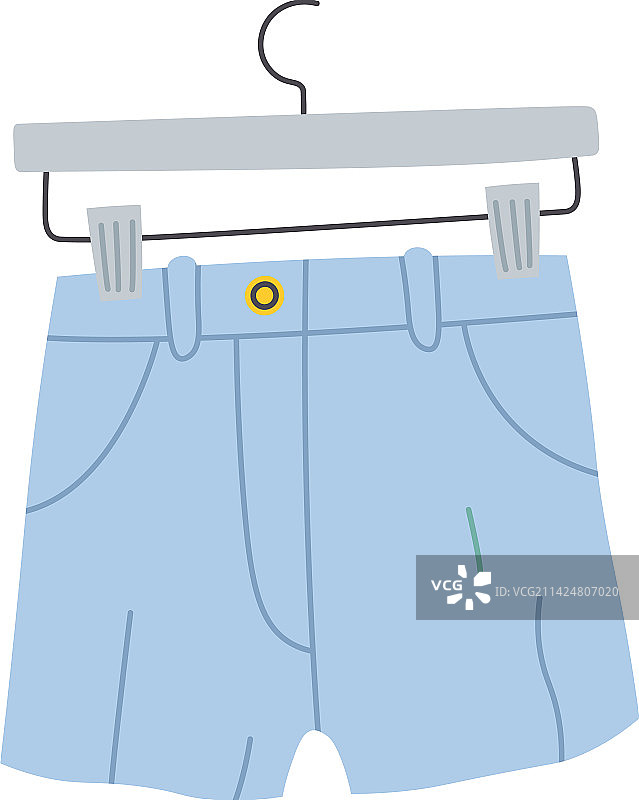 衣架上的潮流牛仔短裤扁平图标图片素材