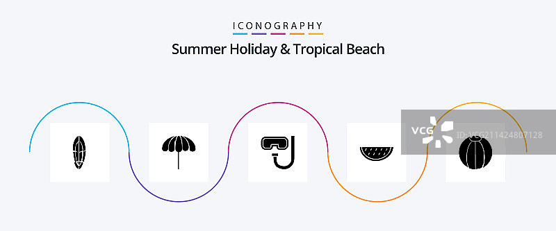 包含海滩水的海滩标志5图标包图片素材