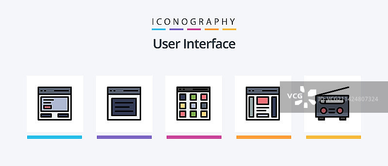 用户界面线性填充5图标包，包含...图片素材