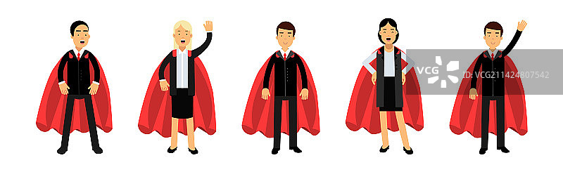 穿着红色正装的商务人士图片素材