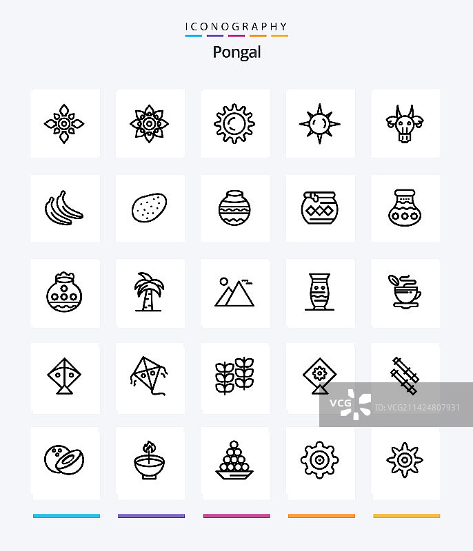创意庞加尔节25个轮廓图标包图片素材