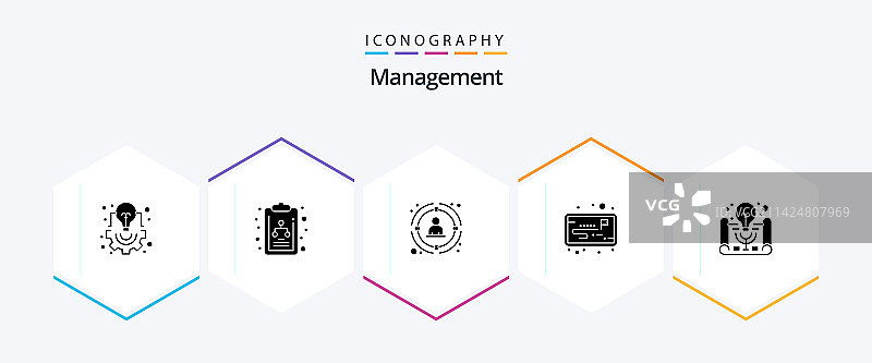 包含业务的管理25字形图标包图片素材