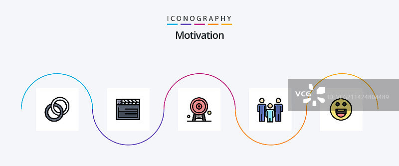 包含的线性填充扁平风格激励图标套装图片素材