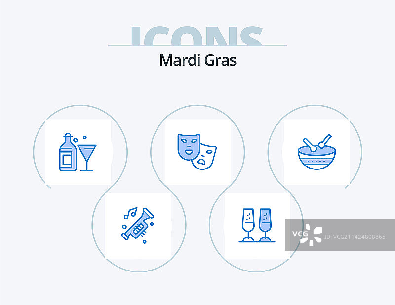 狂欢节蓝色图标包5图标设计（含鼓）图片素材