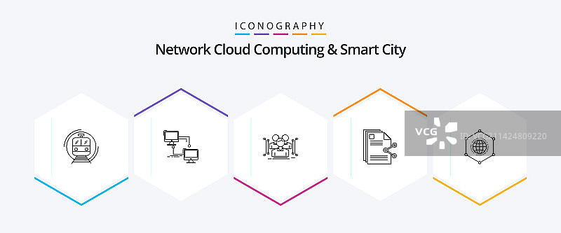 网络云计算和智慧城市25线图片素材
