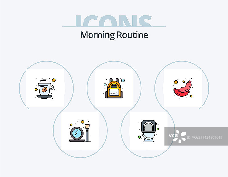 早晨习惯线性图标包（5个图标）图片素材