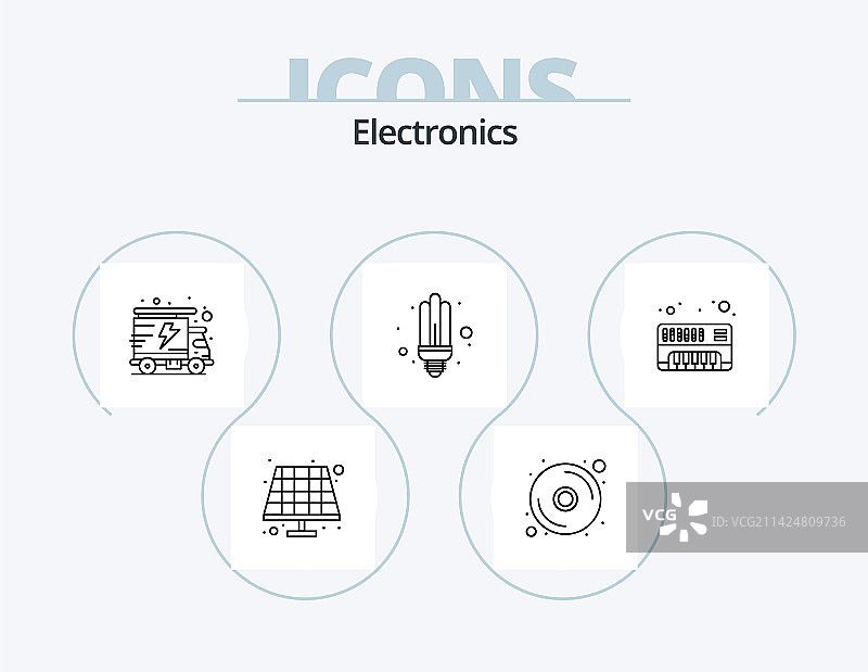 电子产品线条图标设计，含IC风扇图片素材