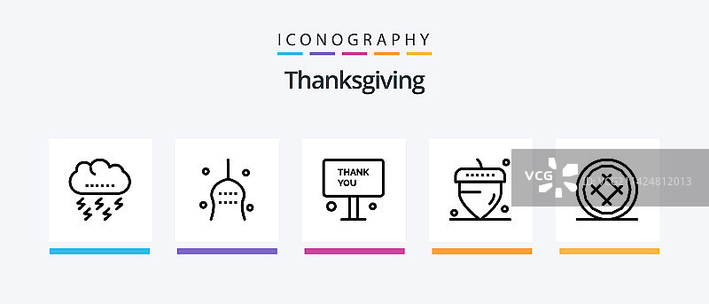 感恩节线性风格图标包图片素材