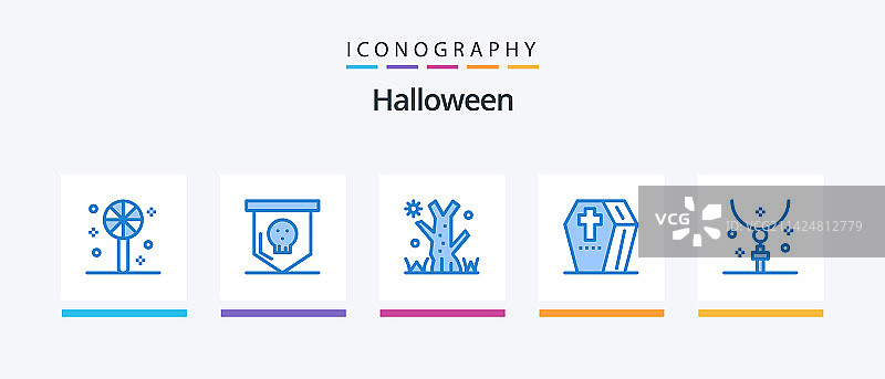 万圣节蓝色5图标包，包括万圣节元素图片素材
