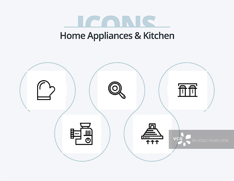 家用电器和厨房线性图标包图片素材