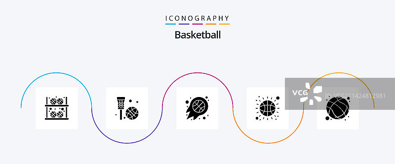 篮球字形图标包（含5个运动球图标）图片素材