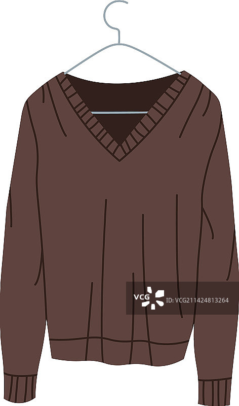 衣架上的时尚保暖毛衣扁平图标图片素材