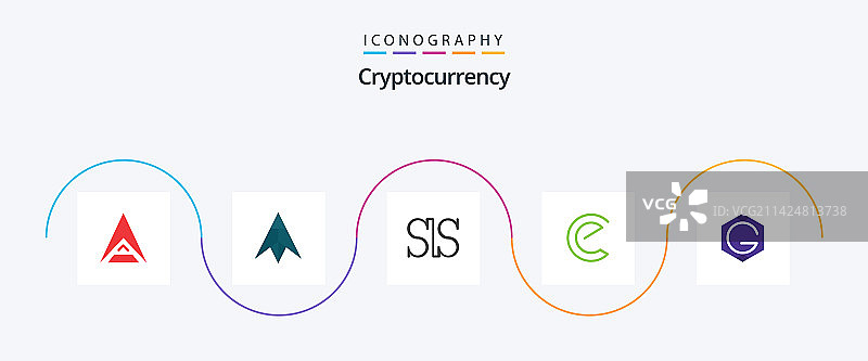 加密货币扁平风格图标套装图片素材
