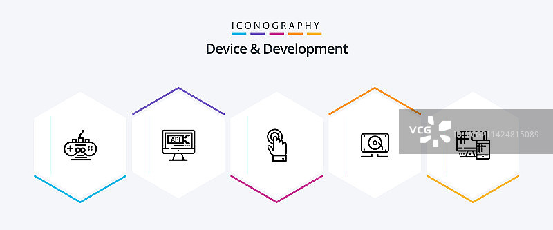 设备与开发25个线性图标包图片素材