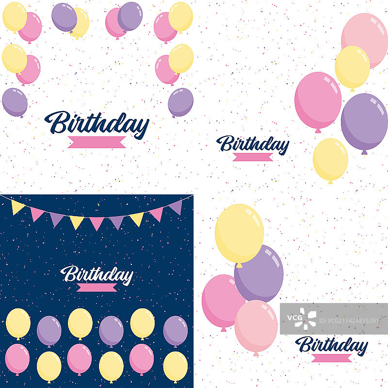 鲜花花环围绕的生日快乐图片素材