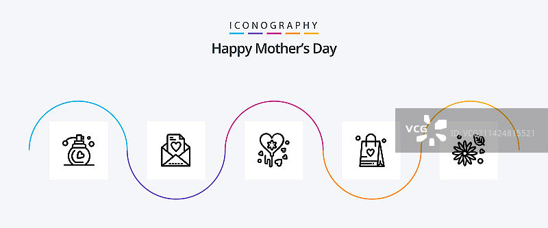 母亲节快乐线性图标包图片素材