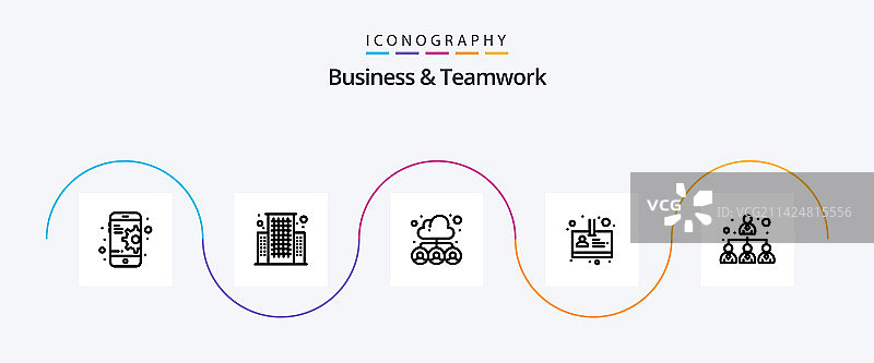 商业团队合作线性图标包5图片素材