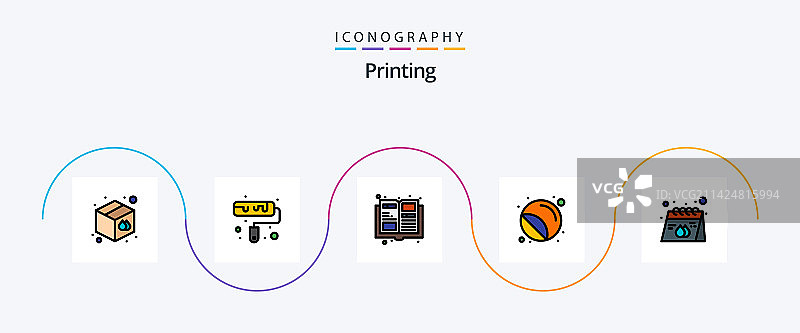 印刷线条填充扁平5图标包图片素材