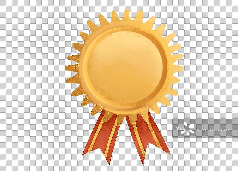 手绘立体金色奖章勋章插画元素图片素材