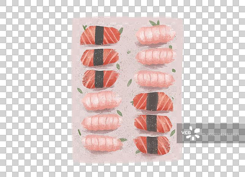 寿司刺身三文鱼拼盘插画图片素材