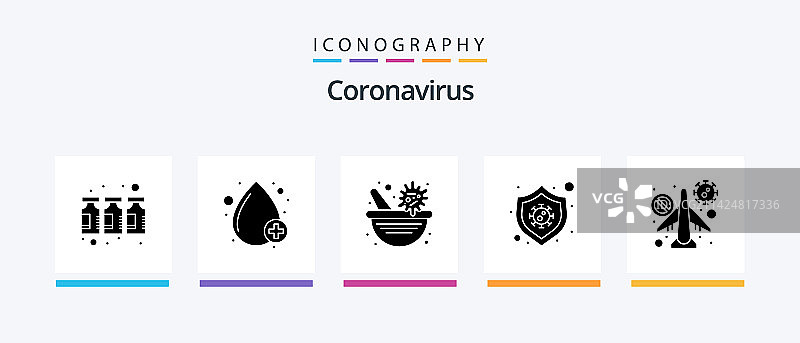 包含旅行的冠状病毒标志符号5图标包图片素材