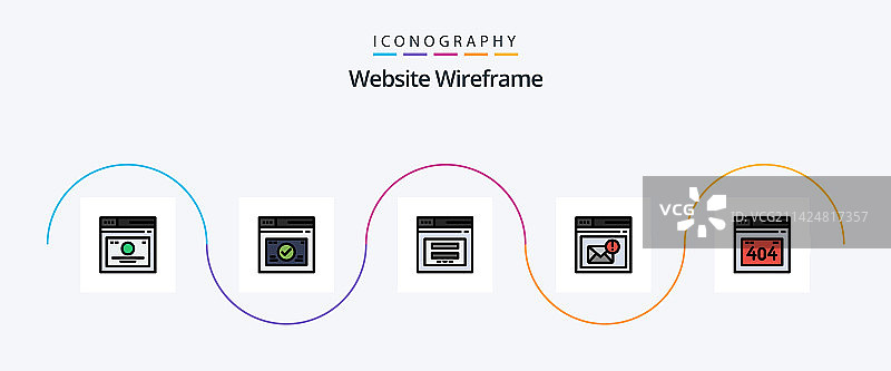 网站线框填充扁平风格5图标包图片素材
