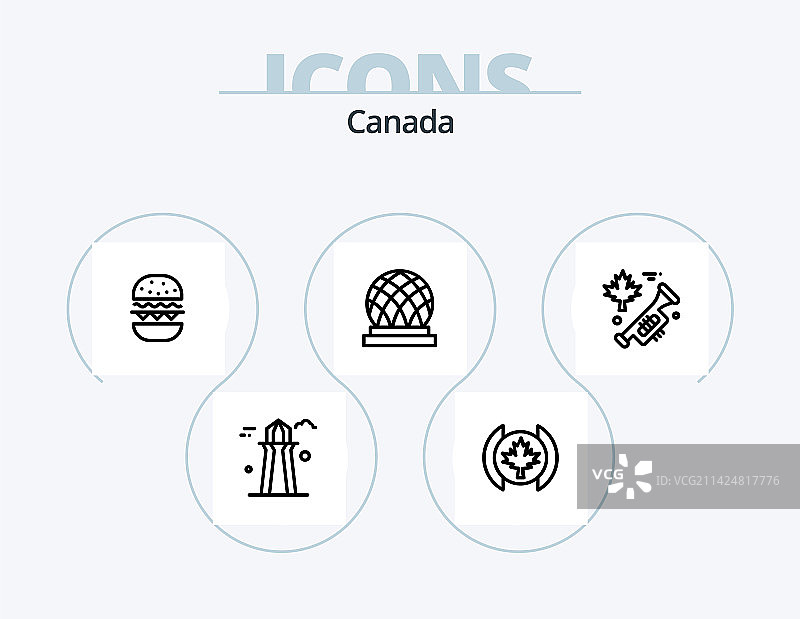 加拿大线条图标包5，加拿大河流设计图片素材