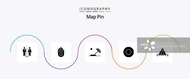 包含自然元素的地图图钉字形图标图片素材