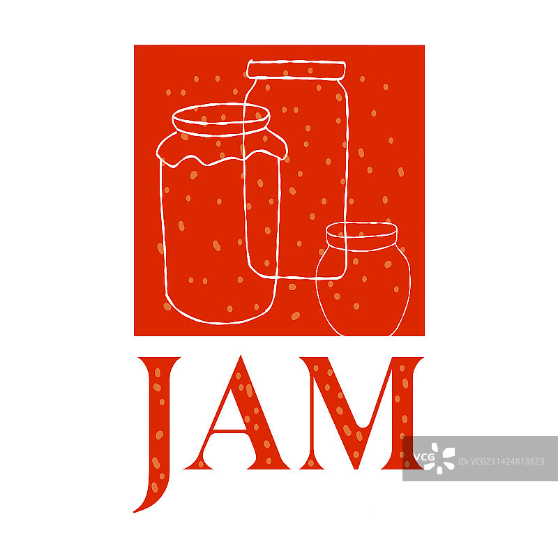 红白背景上的果酱罐图片素材