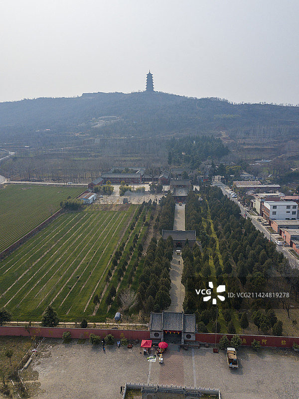 全国重点文物保护单位河南省许昌市襄城县乾明寺航拍图片素材