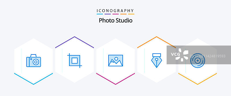 包含工作室的摄影工作室25蓝色图标包图片素材