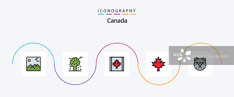 加拿大线条填充扁平图标包图片素材