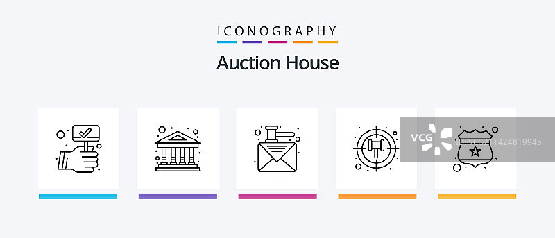 拍卖线性5图标包，含公正主题图片素材