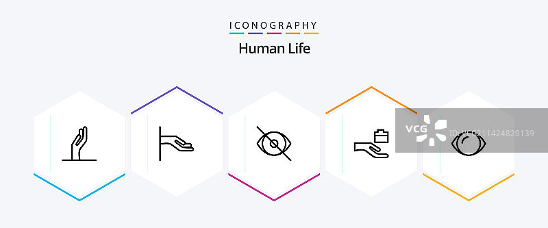 包含文件夹视图的人类25线图标包图片素材