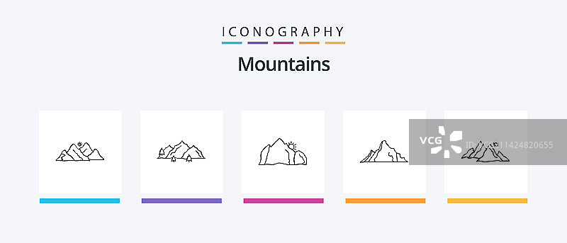 包含山丘的山脉线条图标包图片素材