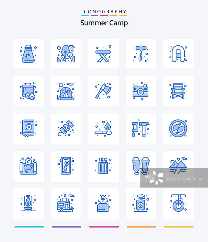 创意夏令营25蓝色图标包图片素材