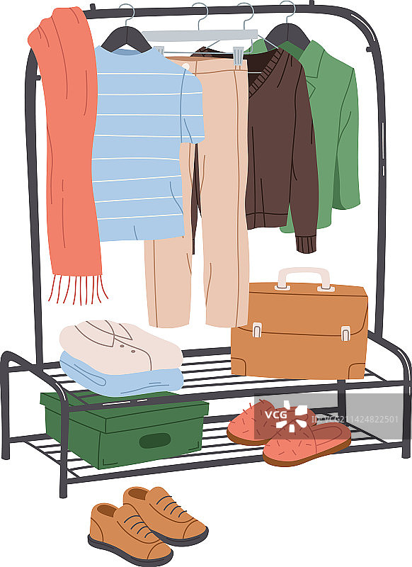 金属衣架扁平图标，家中衣柜图片素材