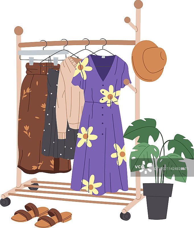 金属衣架扁平图标，家中衣柜图片素材