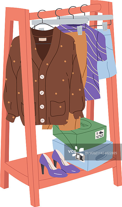 金属衣架扁平图标，家中衣柜图片素材