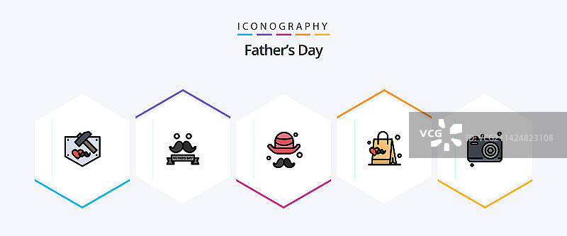 包含25个线性图标的父亲节图标包图片素材