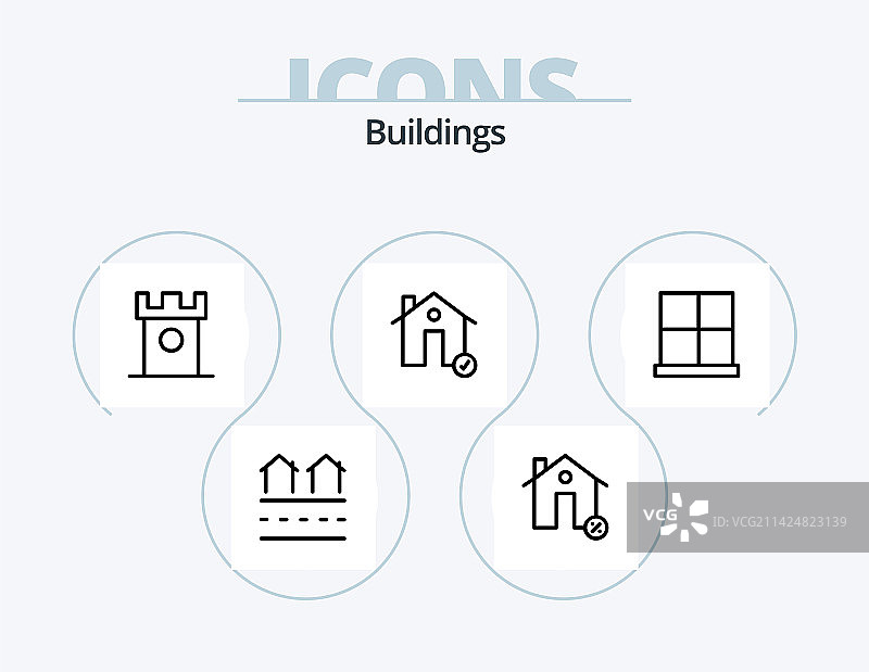 建筑物线条图标包5房屋设计图片素材
