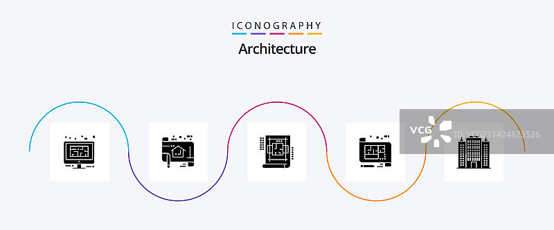 包含楼层的建筑字形5图标包图片素材