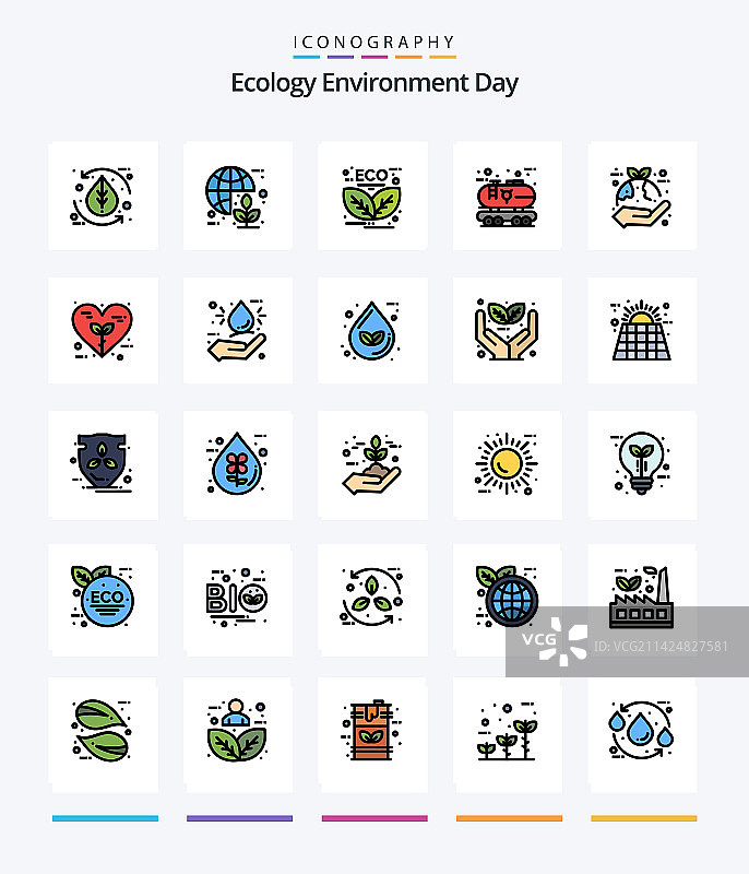 创意生态25线条填充图标包图片素材