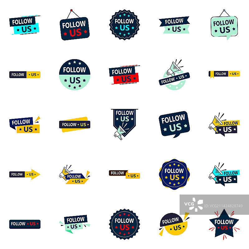 25个引导关注的关注我们图形元素图片素材